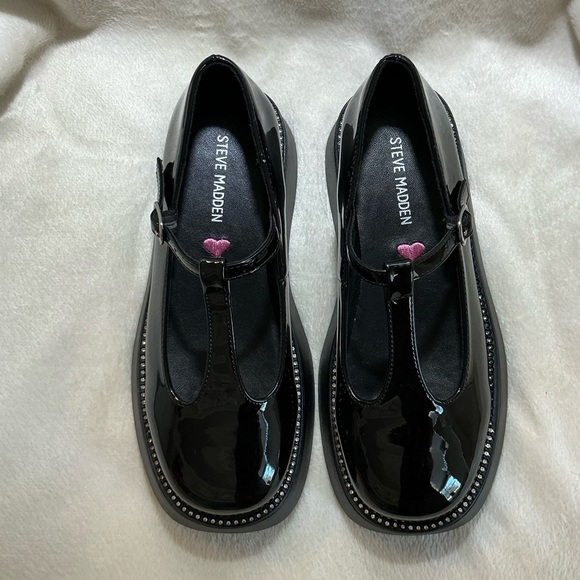 NEW Steve Madden “J-Fiddle” Black Patent Leather Platform Mary Janes NWT - Picture 3 of 8